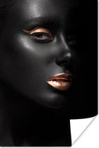 Poster Zwart - Goud - Vrouw - 60x90 cm