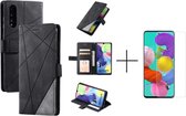 Book Case Samsung Galaxy A50 | Hoogwaardig PU Leren Hoesje | Lederen Wallet Case | Luxe Uitstraling | Telefoonhoesje | Pasjeshouder | Portemonnee | Zwart + 1x screen protector