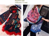Etnische Nepalese Stijl Sjaal - Pashmina - Vintage Print Sjaal - Dames Sjaal - 180cm x 100cm - Bloemen