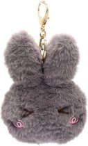 Sleutelhanger Fluffy Konijn - 12x10x3 cm - Grijs