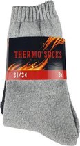 Thermo Sokken - Grijs / Zwart - Polyester - Maat 31 / 34 - Set van 3