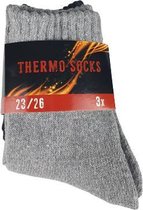 Thermo Sokken - Grijs / Zwart - Polyester - Maat 23 / 26 - Set van 3