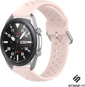 Siliconen Smartwatch bandje - Geschikt voor  Samsung Galaxy Watch 3 - 45mm siliconen bandje met gaatjes - roze - Strap-it Horlogeband / Polsband / Armband