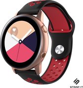 Siliconen Smartwatch bandje - Geschikt voor  Samsung Galaxy Watch Active / Active 2 sport band - zwart rood - Strap-it Horlogeband / Polsband / Armband