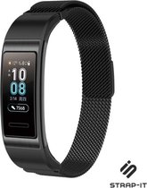 Milanees Smartwatch bandje - Geschikt voor Huawei band 3 / 4 Pro Milanese band - zwart - Strap-it Horlogeband / Polsband / Armband