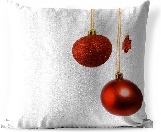 Buitenkussens - Tuin - Een paar rode kerstballen met een rode kerstster - 40x40 cm
