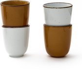 Koffiekopjes set van 4 - koffiemok - koffiebeker - 180ML - porselein - hip en trendy - wit - geel