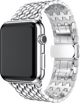 Stalen Smartwatch bandje - Geschikt voor  Apple Watch stalen draak band - zilver - Maat: 42 - 44 - 45 - 49mm - Horlogeband / Polsband / Armband