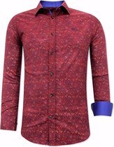 Blouse met Print Heren - Slim Fit - 3064 - Bordeaux