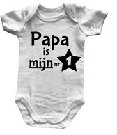 Babyromper met Tekst - Papa Is Mijn Nummer 1 - Korte Mouw - Maat 62/68 - Wit - Vaderdag Cadeau - Kraamcadeautje - Liefste Papa