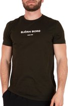 Björn Borg  Miquel  T-shirt - Mannen - donker groen - wit