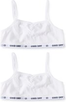 Little Label Meisjes bralette - 2 Stuks - Maat 134-140 - Wit - Zachte BIO Katoen