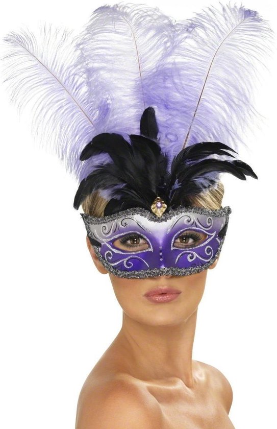 SMIFFYS - Venetiaans masker met veren - Maskers > Venetiaanse maskers | bol.com