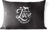 Buitenkussens - Tuin - Quote You can't buy love but you can rescue it zwarte achtergrond - 60x40 cm