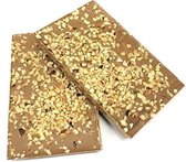 Joe & Mien Ambachtelijke Chocolade reep - Crushed Hazelnoot - Melk - 2 x 135 gram