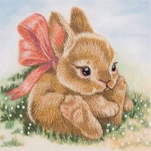 PANNA Borduurpakket Baby konijn JK-2098 - Satijnsteek - Borduren voor volwassenen - Voorbedrukte stof