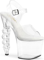 Pleaser Sandaal met enkelband, Paaldans schoenen -37 Shoes- IRONGRIP-708 Paaldans schoenen Transparant