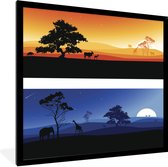 Fotolijst incl. Poster - Een illustratie van Afrikaanse landschappen - 40x30 cm - Posterlijst