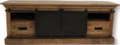 TV-meubel Melbourne - 130x45x55 - Naturel/zwart - Rustiek mangohout/ijzer