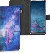 kwmobile telefoonhoesje voor Huawei P Smart Z - Hoesje met pasjeshouder in poederroze / roze / donkerblauw - Melkweg en Sterren design