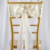 2x bruiloft satijnen stoel decoratie strik ivoorkleurig