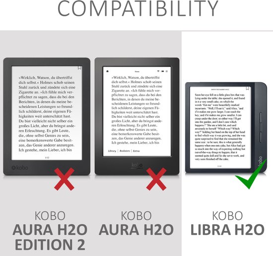 kwmobile e-reader hoesje geschikt voor Kobo Libra H2O hoes - Ereader flip case met standaard - E reader cover van kunstleer - In donkerblauw van Merkloos — afbeelding 3