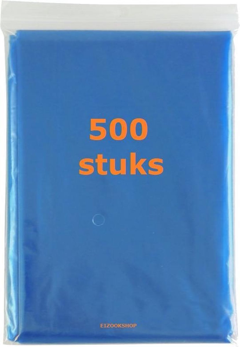500 stuks duurzame wegwerp poncho transparant Blauw | Regen | Festival | wandelen | evenement