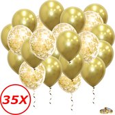 Gouden Ballonnen Gouden Confetti Ballonnen Verjaardag Versiering Helium Ballonnen Bruiloft Feest Versiering 35 Stuks - Goud