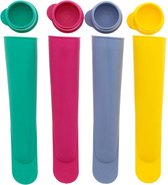 Set van 4 stuks siliconen IJslolly Vormpjes - IJsvormpjes - Herbruikbaar en vaatwasser Bestendig en BPA vrij in verschillende kleuren - Makkelijk waterijsjes maken