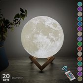 FOOCCA Maan Lamp 3D Tafellamp - 20 cm - Accu 15 tot 89 uur - 16 Dimbare LED Kleuren – Afstandsbediening