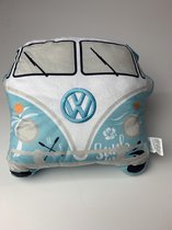 Pluche Volkswagen Kampeerbus VW T1 Licht Blauw Sierkussen