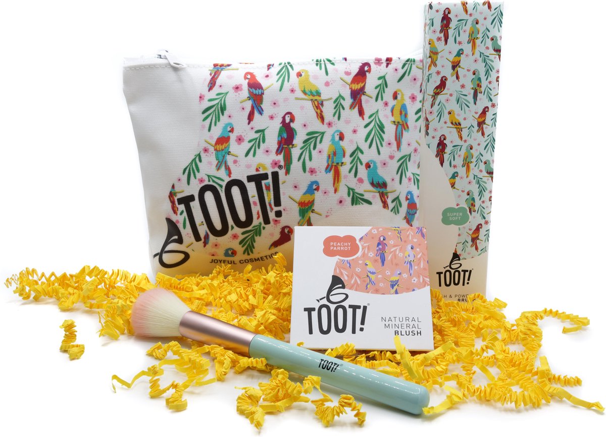 Goedkoopste TOOT! Natuurlijke Kinder Make-up Set - Papegaai - Blush, Kwast, Tasje