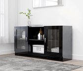 Dressoir - Glas - Kast - Meubel - Spaanplaat - Hoogglans zwart - Woonkamer - Slaapkamer - Modern - Industrieel - Nieuwste Collectie