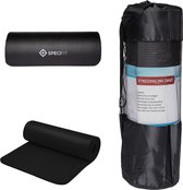Specifit Fitnessmat Pro Zwart - Yogamat met tas en draagriem - NBR Foam 1,5 cm dik - 180 cm x 60 cm x 1,5 cm