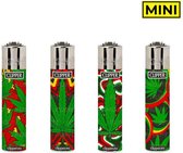Clipper™ Green Leaves Mini lighters | 4 stuks