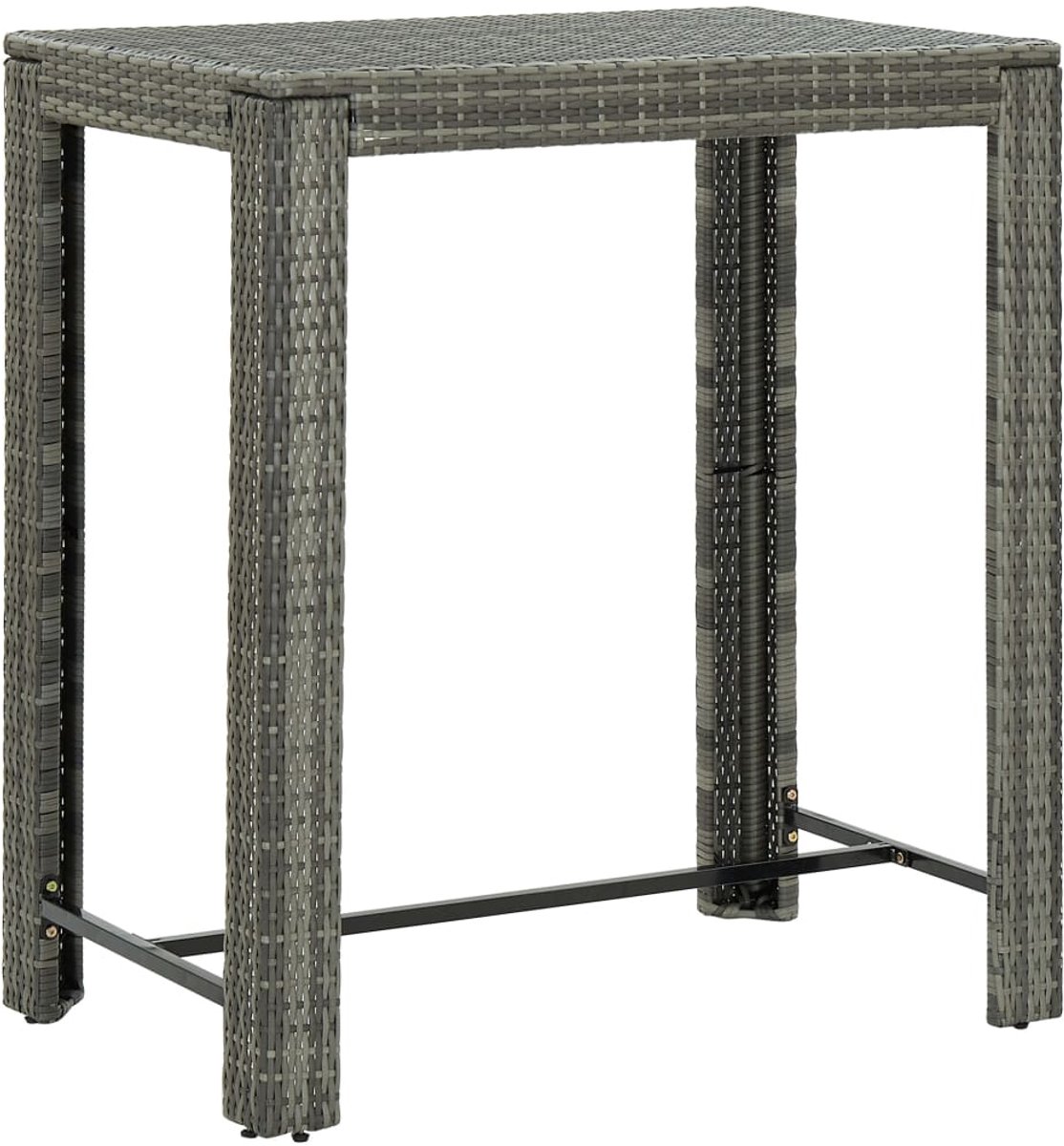 vidaXL Tuinbartafel 100x60.5x110.5 cm poly rattan grijs
