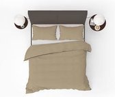 Effen Dekbedovertrek met Bies Taupe 140x200/220 + 1 kussensloop 60x70 cm