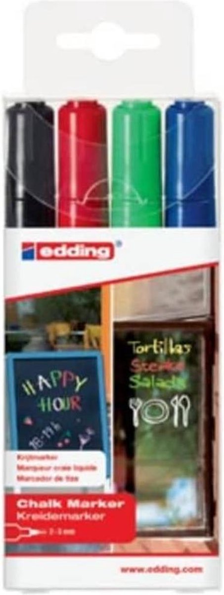 edding 4095 krijtmarker - 4 kleuren - Ronde punt 2-3 mm