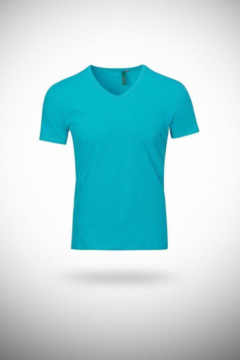 Heren polo T-shirt - pique - licht blauw - V hals - mannen