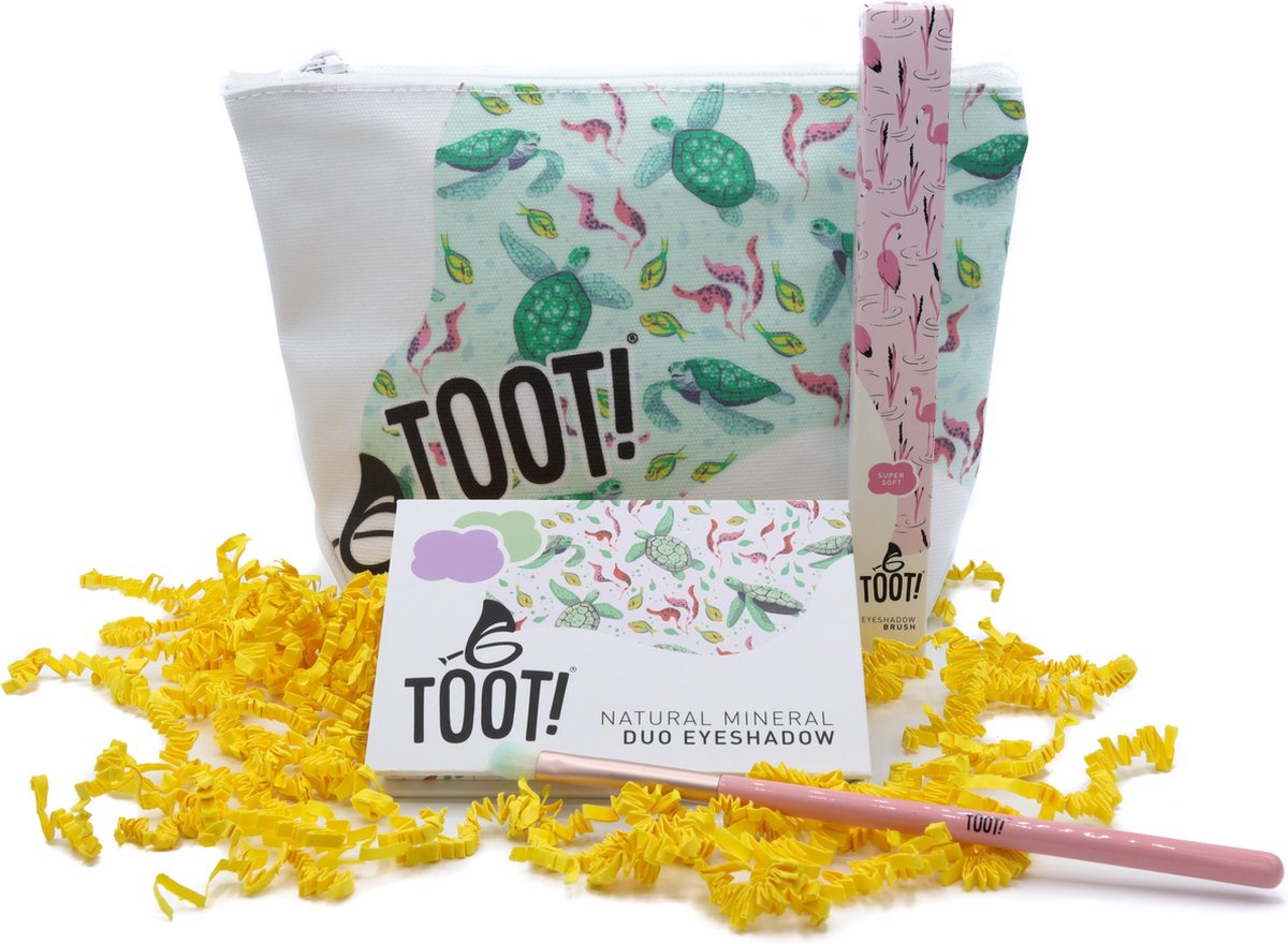 Goedkoopste TOOT! Natuurlijke Kinder Make-up Set - Schildpad - Duo Oogschaduw, Kwast, Tasje