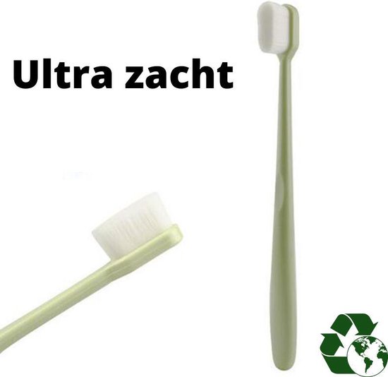 Ultra-fijne tandenborstel Groen - 10.000 haren - Super zachte tandenborstel  voor... | bol.com