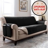 Bankhoezen-Gewatteerde Sofa Couch Cover Hond Kids Sofa Kussen Mat Black Sofa (178x193cm)