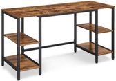 Segenn's Bureau - Computertafel - met 4 Planken - Industrieel Design - Vintage Bruin-Zwart - 137 x 55 x 75 cm