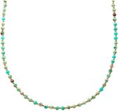 Biba Ketting Half Edelsteen Groen Goud