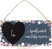 Beschrijfbaar aftelbord met krijtbord hart aan vintage touw - zwanger - geboorte - babayshower - genderreveal