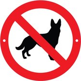 BWK - Verbodsbord Verboden voor Honden - 25cmØ met 2 Boorgaten - op 3mm dik Aluminium