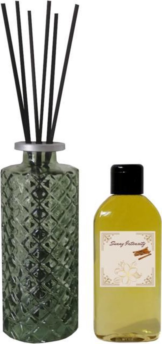 Home Diffuser Sunny Intensity Green - Geurverspreider - Geurolie - Huisparfum - Geurstokjes - Diffuser - Geur aroma