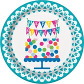 Verjaardag Borden Happy Birthday Taart 23cm 8st
