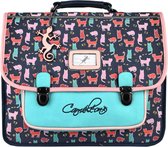 Caméléon schooltas 38cm - Retro Turquoise Cats