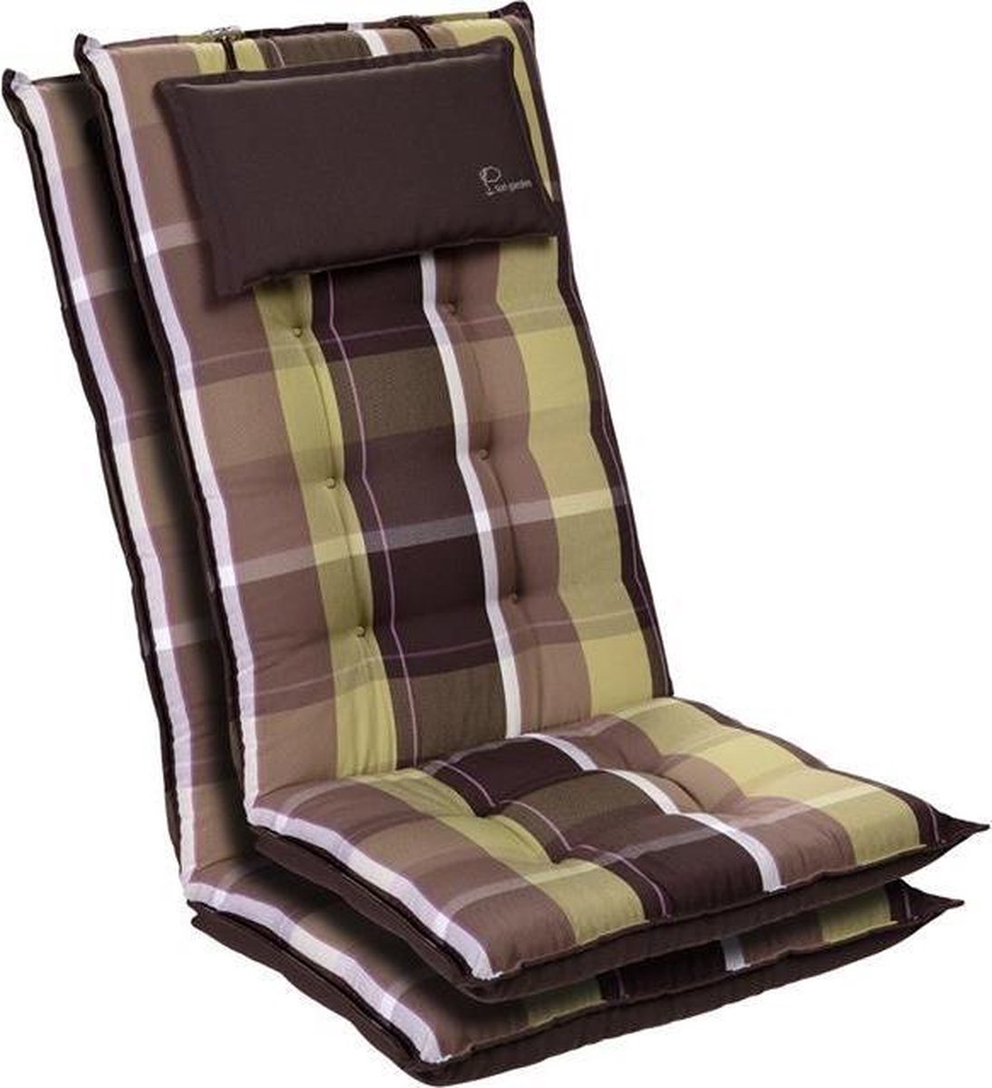blumfeldt Sylt Set van 2 tuinkussen - stoelkussen - zitkussen - hoge rugleuning - hoofdkussen - 50 x 120 x 9 cm - UV-bestendig polyester